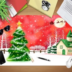 3D Sled Christmas Tree 002 Non-slip Office Desk Mouse Mat Large Keyboard Pad Game
