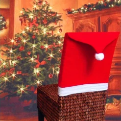 Christmas Chair Covers Tablecloth Runner Decoration Xmas Dinner Party Santa Gift - 6x Chair Covers