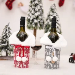2 Pack Christmas Family Holiday Party Decorations Wine Bottle Cover
