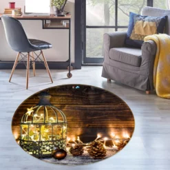 3D String Lights Pineta 54084 Christmas Round Non Slip Rug Mat Room Mat Quality Elegant Photo Carpet