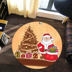 3D Tree Santa Claus Gift 66005 Christmas Round Non Slip Rug Mat Room Mat Quality Elegant Photo Carpe