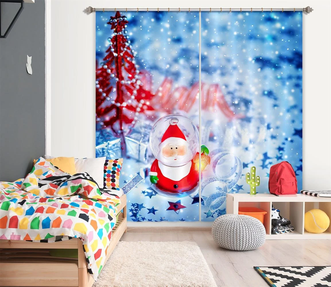3D Santa Claus Ornaments 52018 Christmas Blockout Photo Curtain Printing Curtains Drapes Fabric Wind 4 3D Santa Claus Ornaments 52018 Christmas Blockout Photo Curtain Printing Curtains Drapes Fabric Wind - Image 2