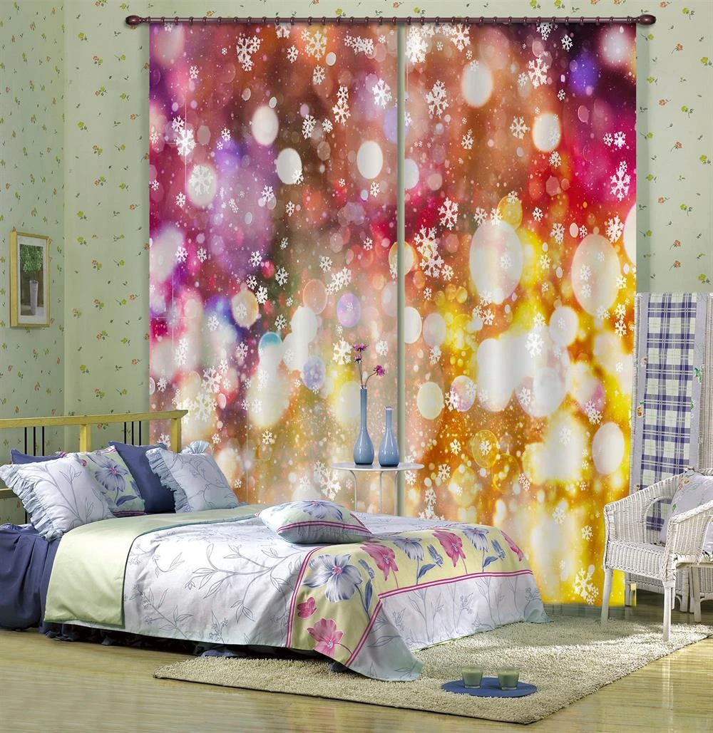 3D Snowflake Aperture 52058 Christmas Blockout Photo Curtain Printing Curtains Drapes Fabric Window 4 3D Snowflake Aperture 52058 Christmas Blockout Photo Curtain Printing Curtains Drapes Fabric Window - Image 2