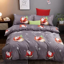 Christmas Santa Quilt/Doona/Duvet Cover & 2 Pillowcases Set (Super King Size Bed) M425