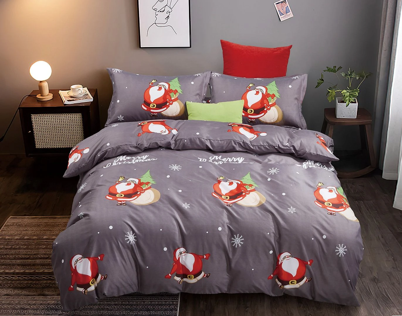 Christmas Santa Quilt/Doona/Duvet Cover & 2 Pillowcases Set (Super King Size Bed) M425 3 Christmas Santa Quilt/Doona/Duvet Cover & 2 Pillowcases Set (Super King Size Bed) M425