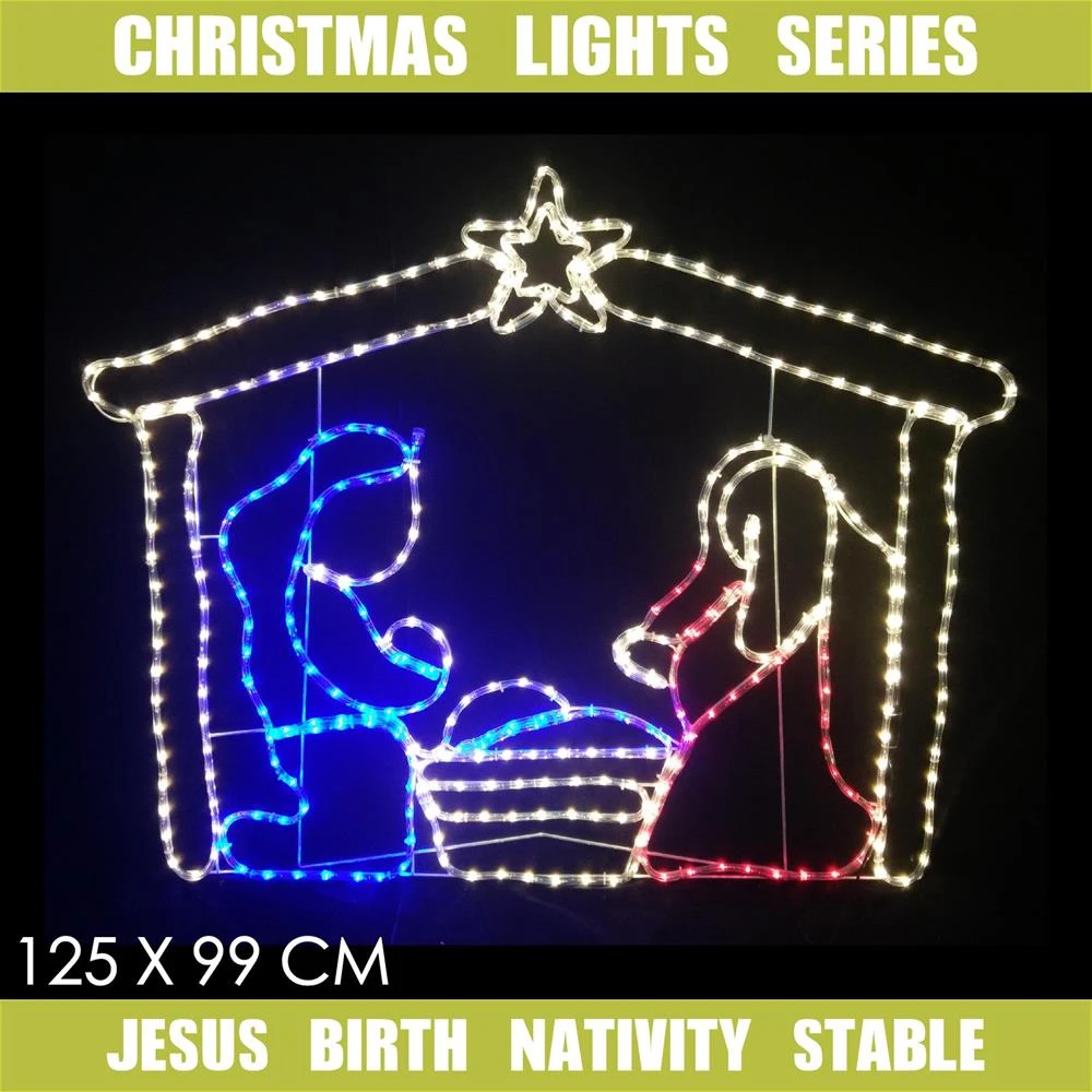 Christmas LED Motif Jesus Birth Nativity Stable 125x99cm Indoor Outdoor Display Sign 4 Christmas LED Motif Jesus Birth Nativity Stable 125x99cm Indoor Outdoor Display Sign - Image 2