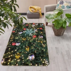 3D Tree Ball 55049 Christmas Non Slip Rug Mat Room Mat Quality Elegant Photo Carpet Xmas