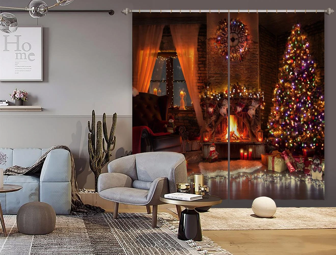 3D Tree Colored Lights 52096 Christmas Blockout Photo Curtain Printing Curtains Drapes Fabric Window 5 3D Tree Colored Lights 52096 Christmas Blockout Photo Curtain Printing Curtains Drapes Fabric Window - Image 3