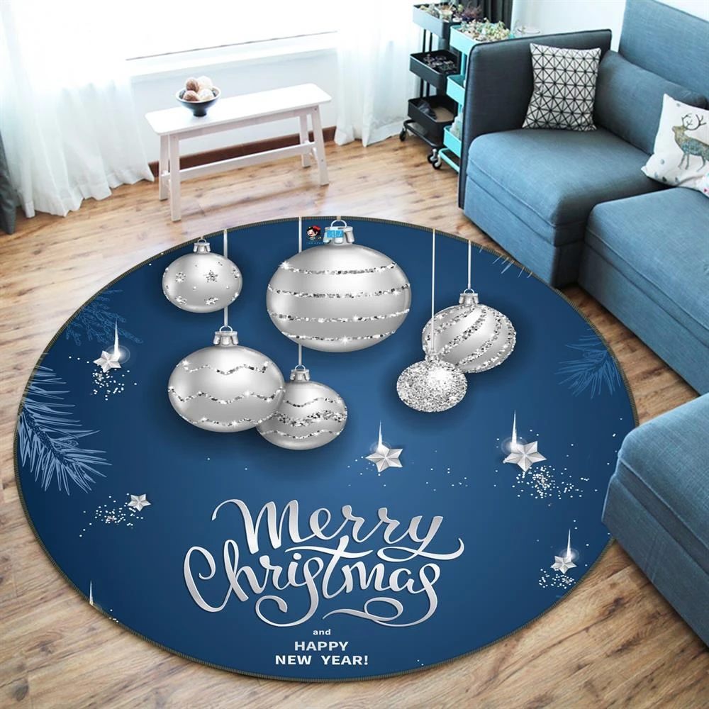 3D White Ball 54072 Christmas Round Non Slip Rug Mat Room Mat Quality Elegant Photo Carpet Xmas 4 3D White Ball 54072 Christmas Round Non Slip Rug Mat Room Mat Quality Elegant Photo Carpet Xmas - Image 2