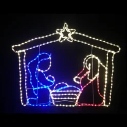 Christmas LED Motif Jesus Birth Nativity Stable 125x99cm Indoor Outdoor Display Sign