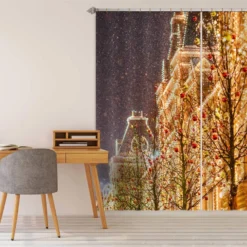 3D String Lights Building 52082 Christmas Blockout Photo Curtain Printing Curtains Drapes Fabric Win