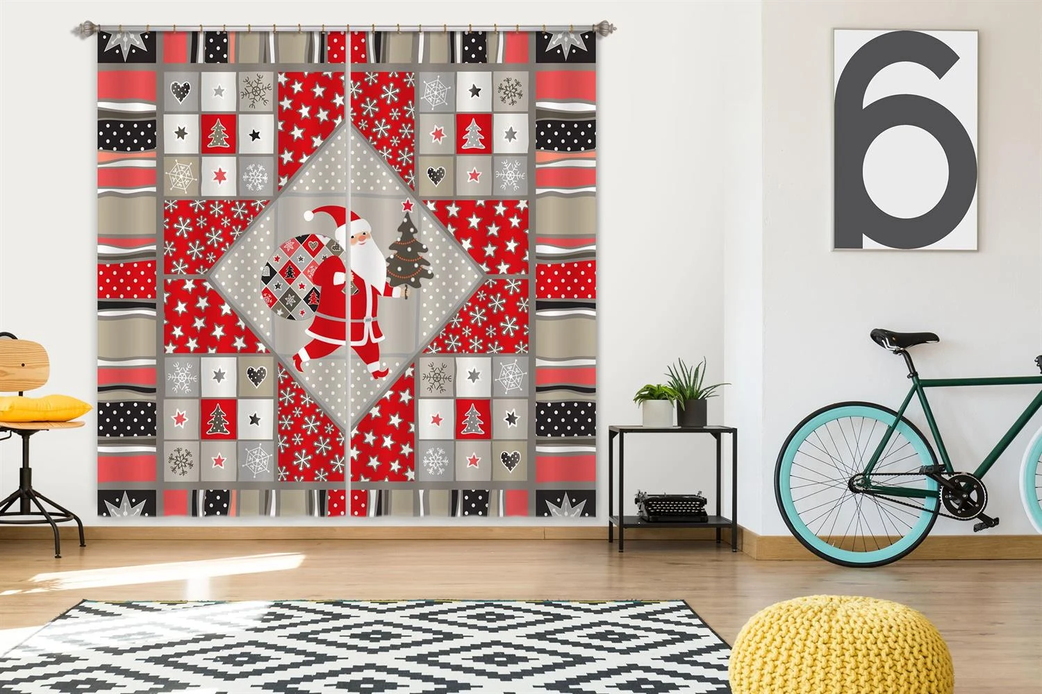 3D Santa Claus 52089 Christmas Blockout Photo Curtain Printing Curtains Drapes Fabric Window Xmas 4 3D Santa Claus 52089 Christmas Blockout Photo Curtain Printing Curtains Drapes Fabric Window Xmas - Image 2