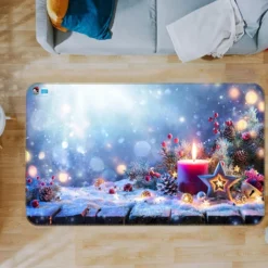 3D Snow Candle 55115 Christmas Non Slip Rug Mat Room Mat Quality Elegant Photo Carpet Xmas