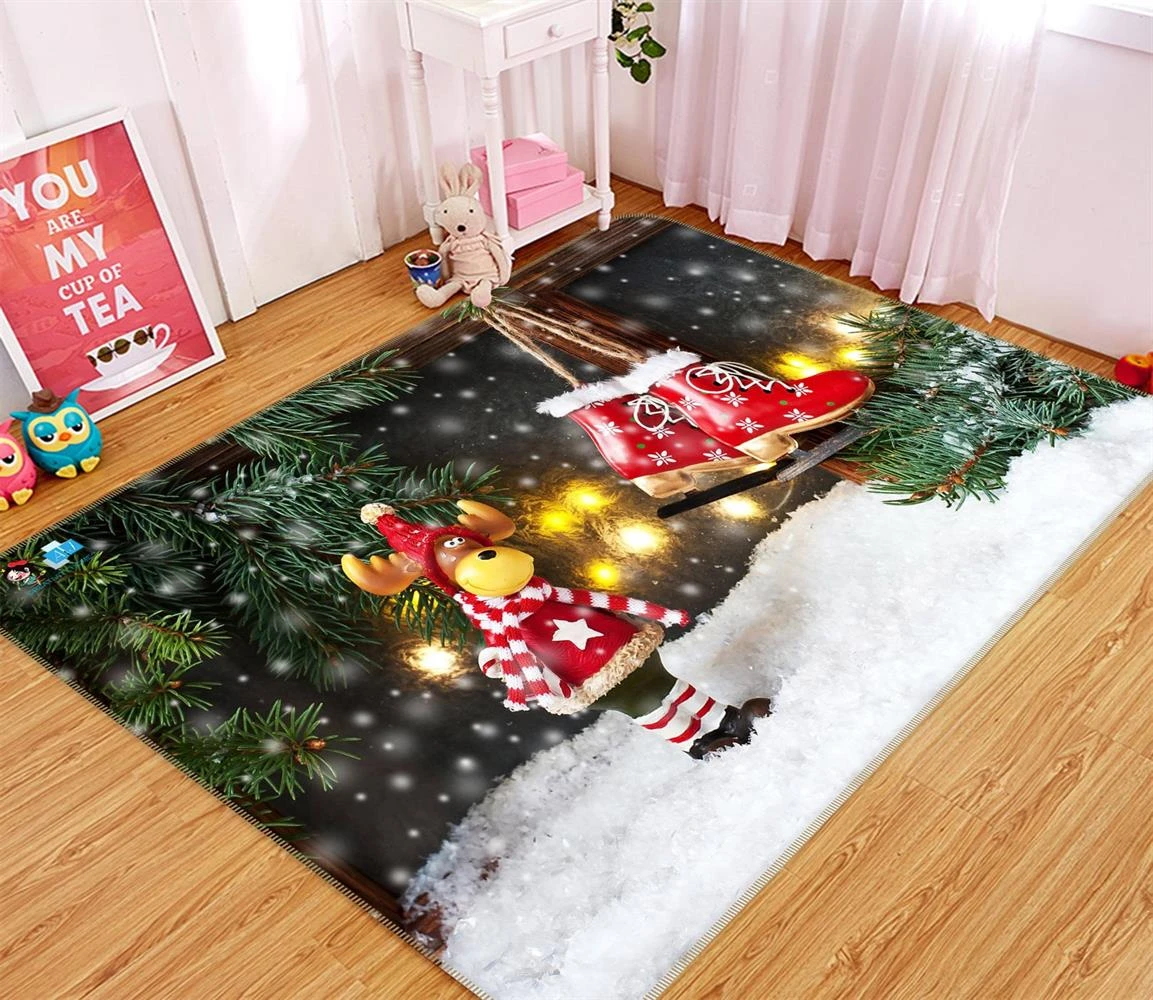 3D Deer Snow Shoe 55027 Christmas Non Slip Rug Mat Room Mat Quality Elegant Photo Carpet Xmas 3 3D Deer Snow Shoe 55027 Christmas Non Slip Rug Mat Room Mat Quality Elegant Photo Carpet Xmas