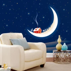 3D Christmas Moon Hut 638 Wallpaper Mural Wall Mural Wall Murals Removable Wallpaper Woven Paper (ne