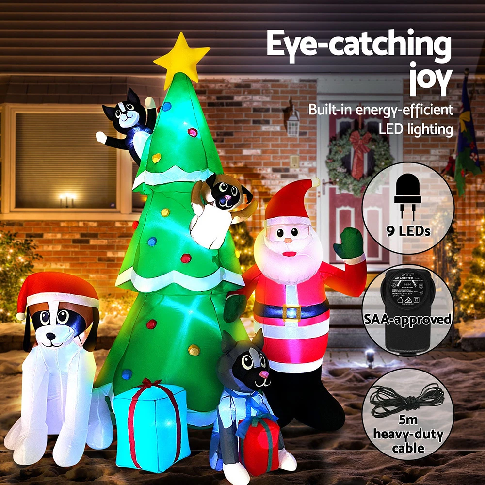 Jingle Jollys Christmas Inflatable Santa Tree 3M Lights Outdoor Decorations LED 5 Jingle Jollys Christmas Inflatable Santa Tree 3M Lights Outdoor Decorations LED - Image 3