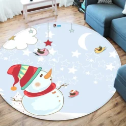 3D Snowman 66037 Christmas Round Non Slip Rug Mat Room Mat Quality Elegant Photo Carpet Xmas