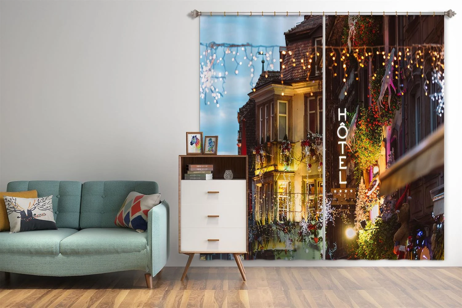 3D Houses 52035 Christmas Blockout Photo Curtain Printing Curtains Drapes Fabric Window Xmas 4 3D Houses 52035 Christmas Blockout Photo Curtain Printing Curtains Drapes Fabric Window Xmas - Image 2