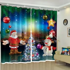 3D Magic Ball Christmas 3 Blockout Photo Curtain Printing Curtains Drapes Fabric Window