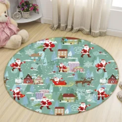 3D Santa House 54140 Christmas Round Non Slip Rug Mat Room Mat Quality Elegant Photo Carpet Xmas