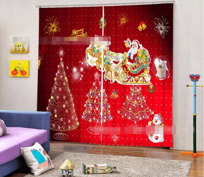 3D Christmas Tree Santa Claus Blockout Photo Curtain Printing Curtains Drapes Fabric Window 3 3D Christmas Tree Santa Claus Blockout Photo Curtain Printing Curtains Drapes Fabric Window