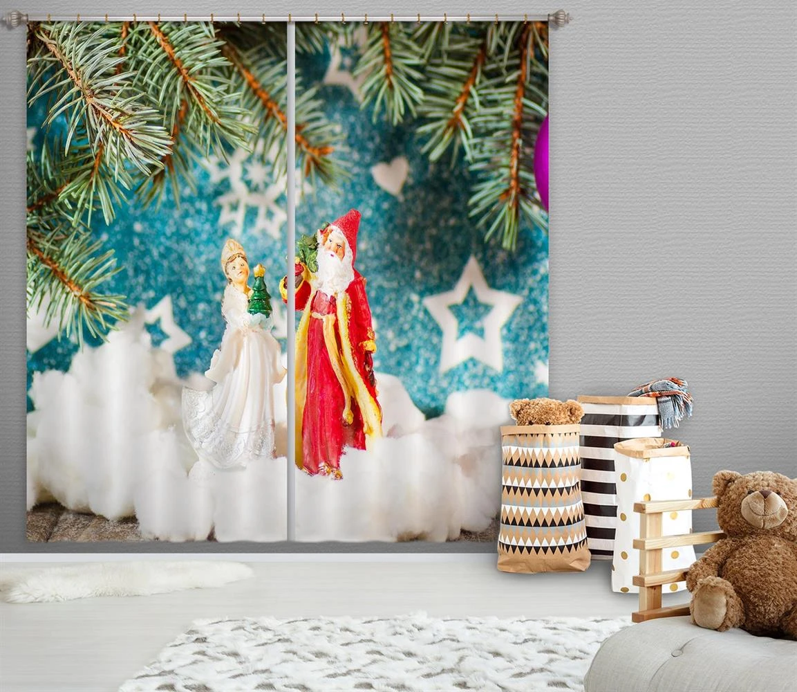 3D Santa Claus Ornaments 52061 Christmas Blockout Photo Curtain Printing Curtains Drapes Fabric Wind 5 3D Santa Claus Ornaments 52061 Christmas Blockout Photo Curtain Printing Curtains Drapes Fabric Wind - Image 3