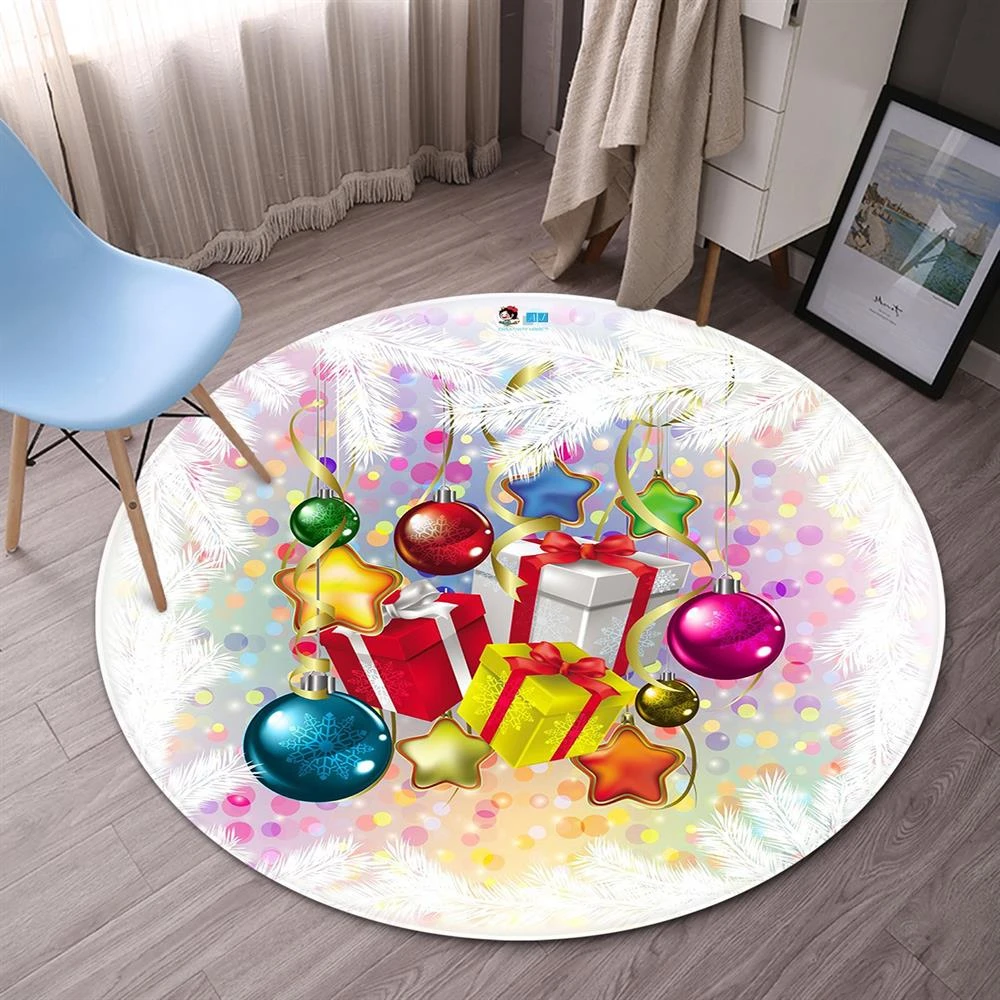3D Gift Box Colorful Balls 66032 Christmas Round Non Slip Rug Mat Room Mat Quality Elegant Photo Car 3 3D Gift Box Colorful Balls 66032 Christmas Round Non Slip Rug Mat Room Mat Quality Elegant Photo Car
