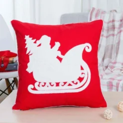 Amscan Sales Store 13 Embroidered Merry Christmas Cushion Cover - Sleigh