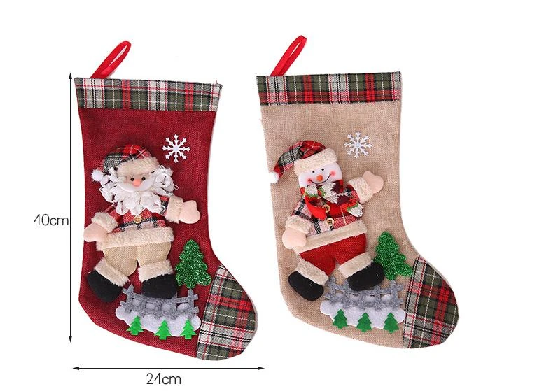 Christmas Family Holiday Party Decorations Stockings Xmas Stockings Gift Bag Candy Bag,Santa 4 Christmas Family Holiday Party Decorations Stockings Xmas Stockings Gift Bag Candy Bag,Santa - Image 2