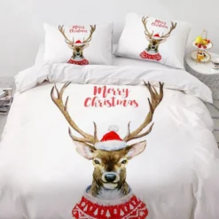 3D Christmas Deer 9158 Bed Pillowcases Quilt Cover Set Bedding Set Pillowcases Duvet Cover KING SING