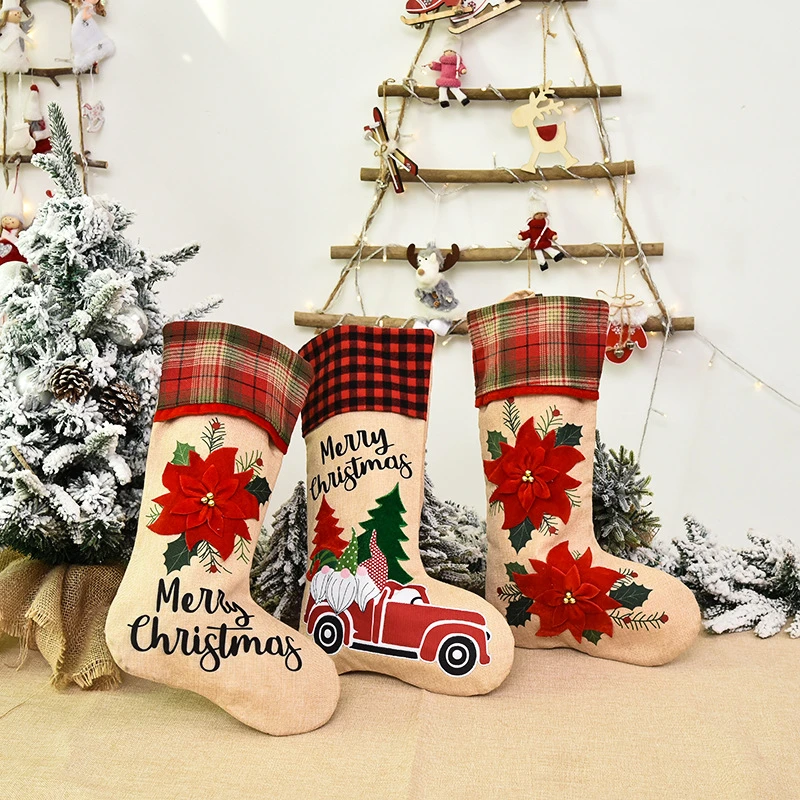 3 Christmas Family Holiday Party Decorations Stockings Xmas Stockings Gift Bag Candy Bag 7 3 Christmas Family Holiday Party Decorations Stockings Xmas Stockings Gift Bag Candy Bag - Image 5