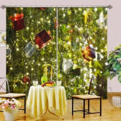 3D Gift Box Pendant 52056 Christmas Blockout Photo Curtain Printing Curtains Drapes Fabric Window Xm