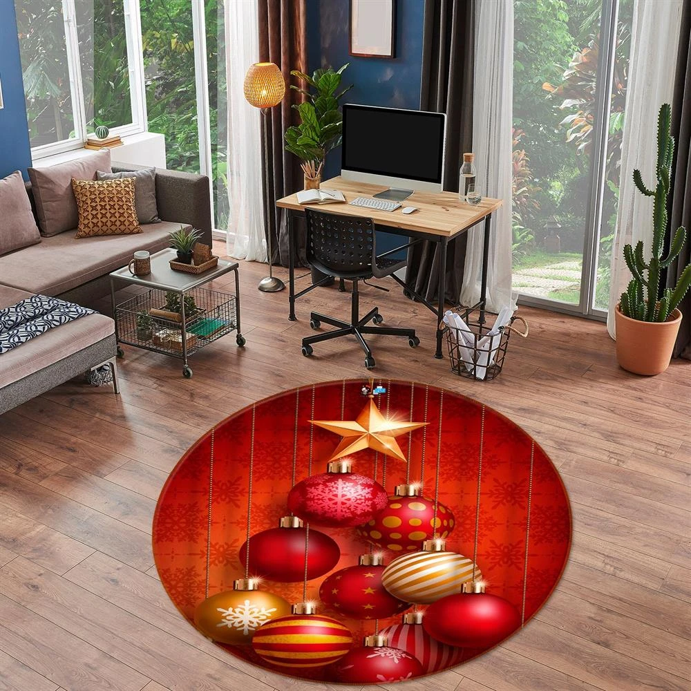 3D Red Ball 54102 Christmas Round Non Slip Rug Mat Room Mat Quality Elegant Photo Carpet Xmas 3 3D Red Ball 54102 Christmas Round Non Slip Rug Mat Room Mat Quality Elegant Photo Carpet Xmas