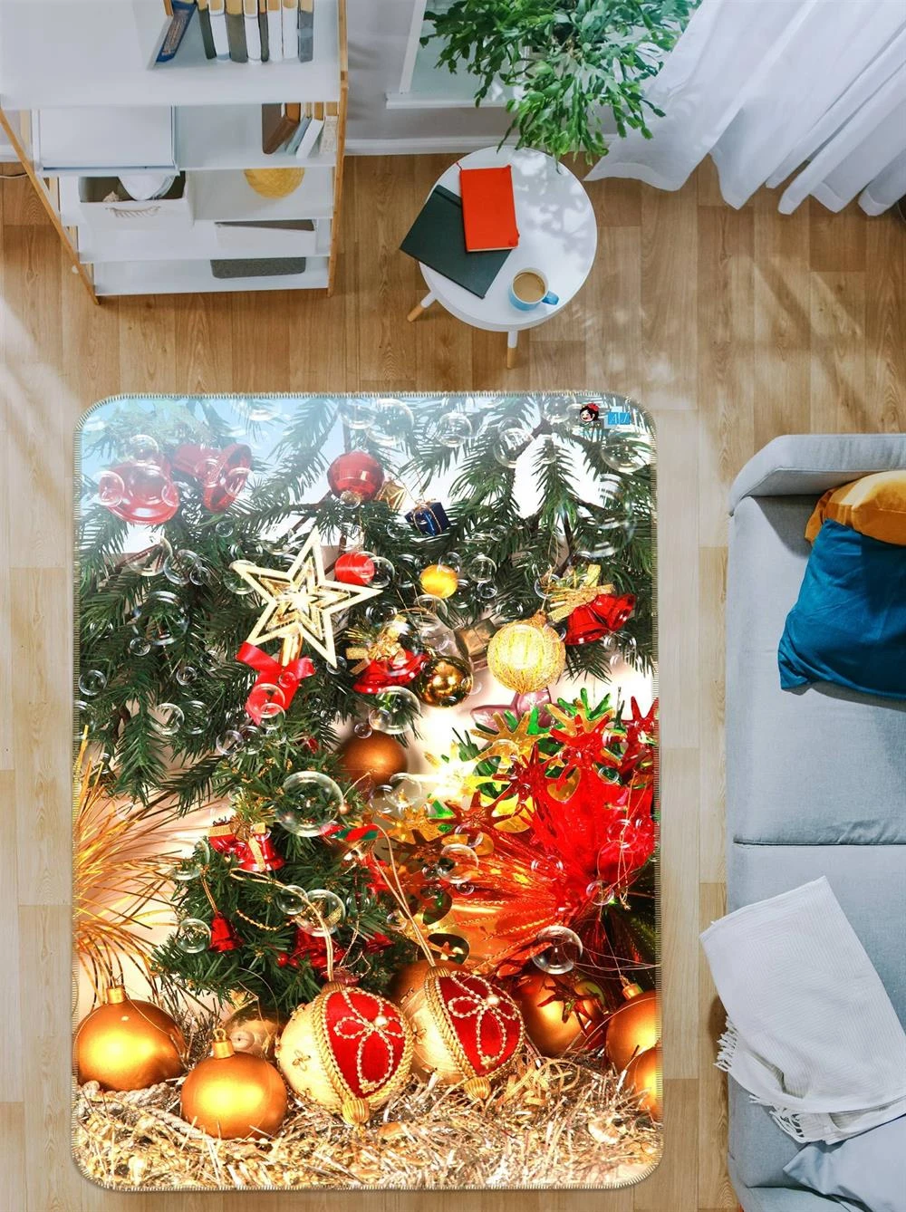 3D Golden Ball Pendant 55039 Christmas Non Slip Rug Mat Room Mat Quality Elegant Photo Carpet Xmas 5 3D Golden Ball Pendant 55039 Christmas Non Slip Rug Mat Room Mat Quality Elegant Photo Carpet Xmas - Image 3