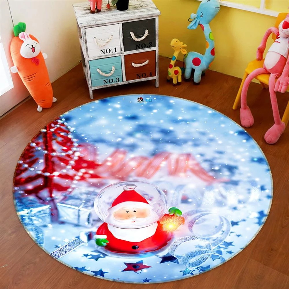 3D Glass Ball Santa 54018 Christmas Round Non Slip Rug Mat Room Mat Quality Elegant Photo Carpet Xma 4 3D Glass Ball Santa 54018 Christmas Round Non Slip Rug Mat Room Mat Quality Elegant Photo Carpet Xma - Image 2