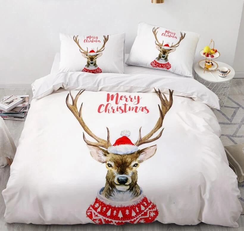 3D Christmas Deer 9158 Bed Pillowcases Quilt Cover Set Bedding Set Pillowcases Duvet Cover KING SING 4 3D Christmas Deer 9158 Bed Pillowcases Quilt Cover Set Bedding Set Pillowcases Duvet Cover KING SING - Image 2