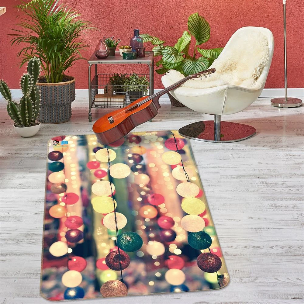 3D Colorful Ball String Lights 55136 Christmas Non Slip Rug Mat Room Mat Quality Elegant Photo Carpe 4 3D Colorful Ball String Lights 55136 Christmas Non Slip Rug Mat Room Mat Quality Elegant Photo Carpe - Image 2