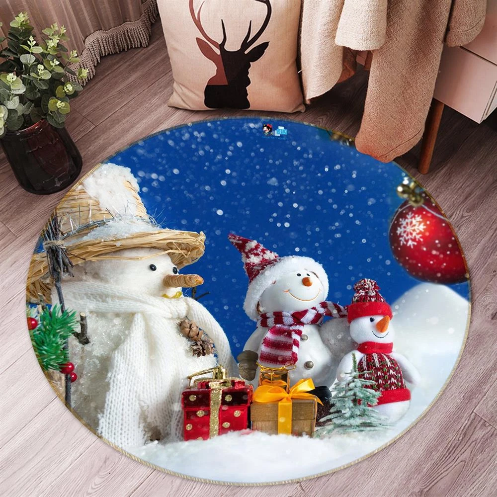 3D Snowman 54095 Christmas Round Non Slip Rug Mat Room Mat Quality Elegant Photo Carpet Xmas 4 3D Snowman 54095 Christmas Round Non Slip Rug Mat Room Mat Quality Elegant Photo Carpet Xmas - Image 2