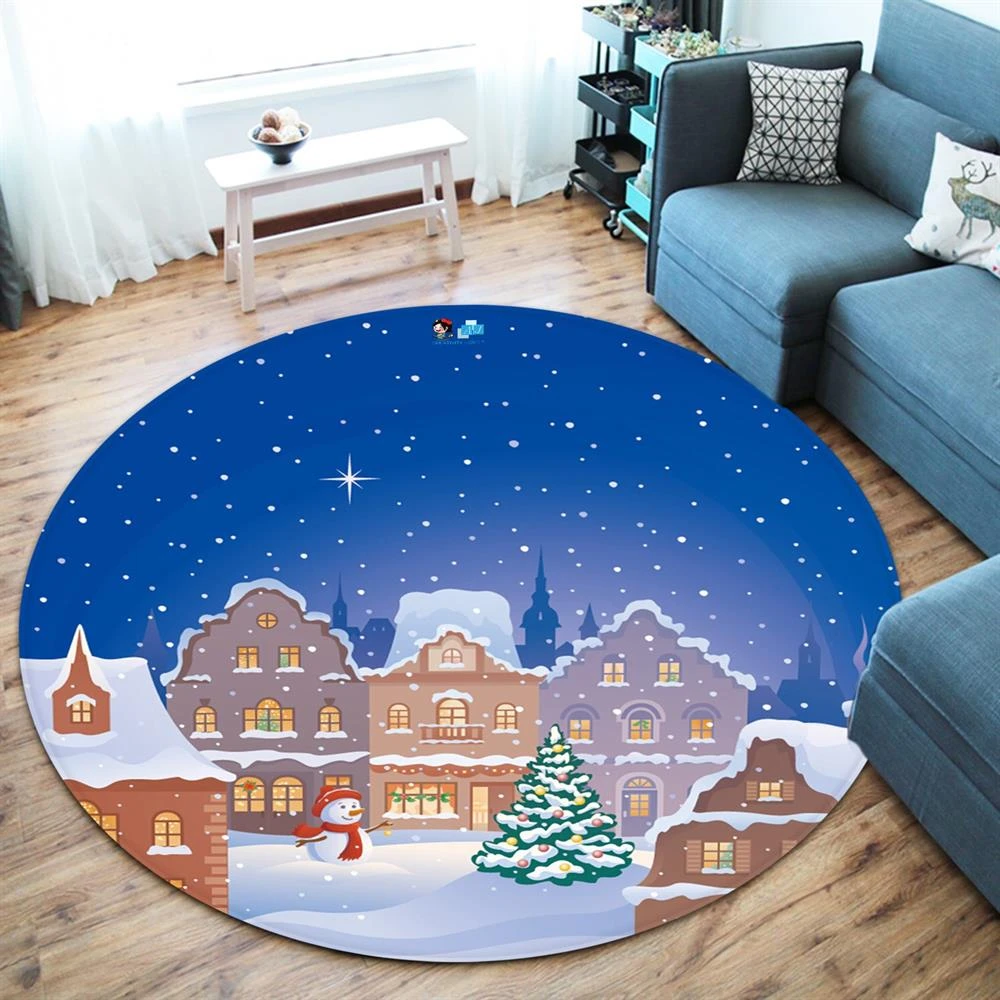 3D Houses 65224 Christmas Round Non Slip Rug Mat Room Mat Quality Elegant Photo Carpet Xmas 4 3D Houses 65224 Christmas Round Non Slip Rug Mat Room Mat Quality Elegant Photo Carpet Xmas - Image 2