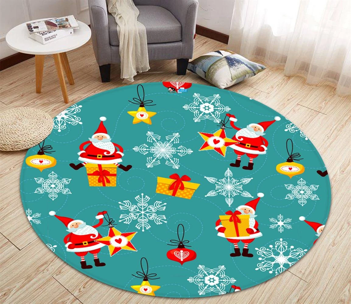 3D Santa Snowflake Pattern 66024 Christmas Round Non Slip Rug Mat Room Mat Quality Elegant Photo Car 4 3D Santa Snowflake Pattern 66024 Christmas Round Non Slip Rug Mat Room Mat Quality Elegant Photo Car - Image 2
