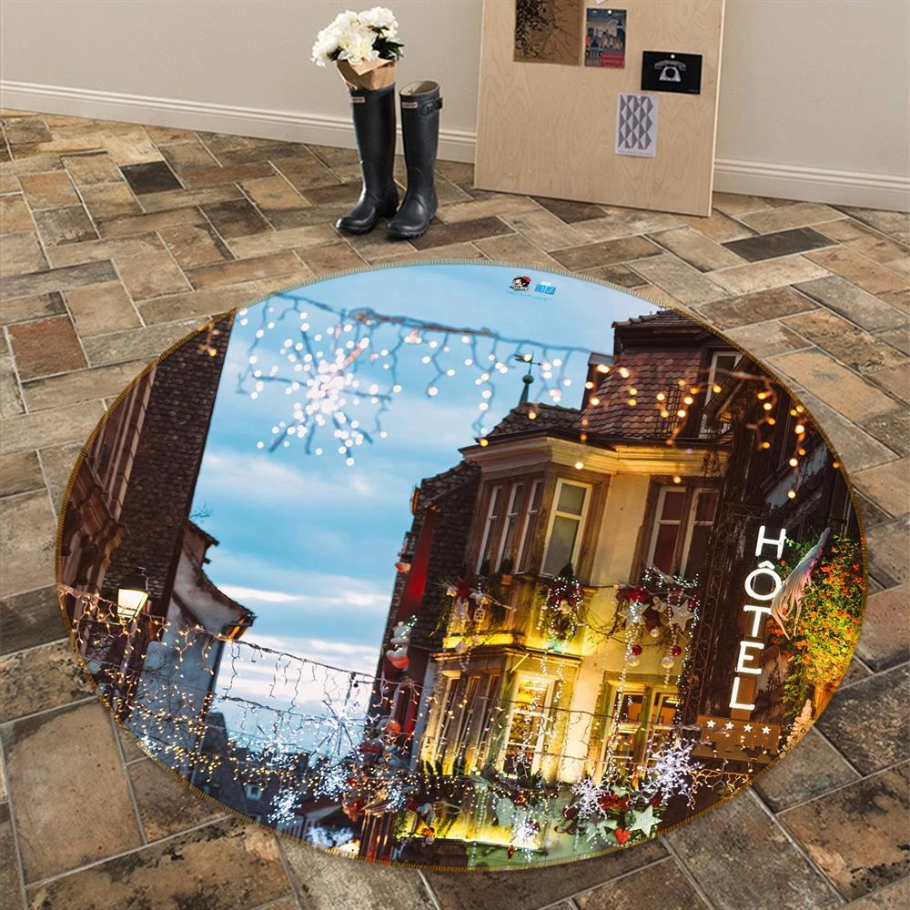 3D House 54035 Christmas Round Non Slip Rug Mat Room Mat Quality Elegant Photo Carpet Xmas 5 3D House 54035 Christmas Round Non Slip Rug Mat Room Mat Quality Elegant Photo Carpet Xmas - Image 3