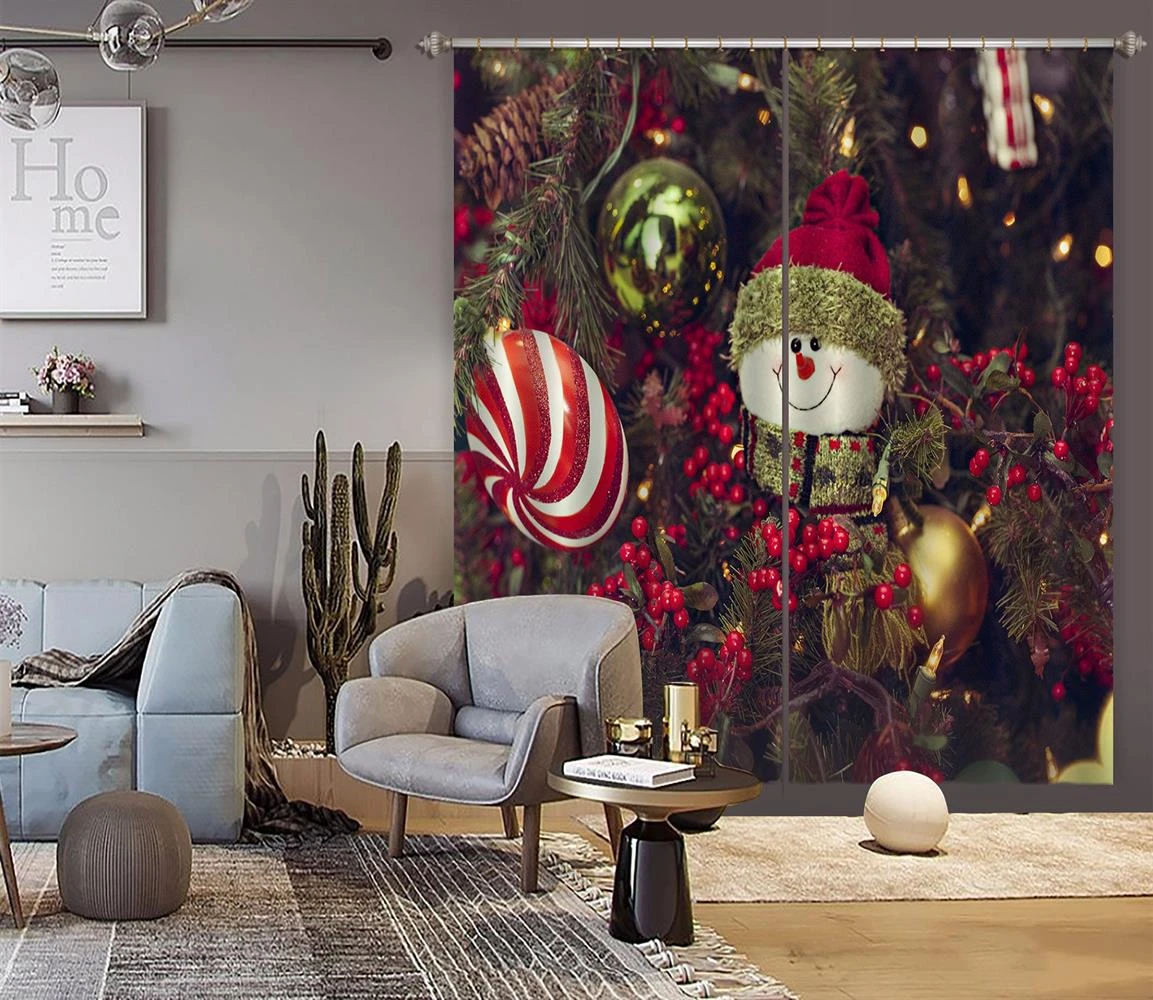 3D Snowman Doll 52023 Christmas Blockout Photo Curtain Printing Curtains Drapes Fabric Window Xmas 5 3D Snowman Doll 52023 Christmas Blockout Photo Curtain Printing Curtains Drapes Fabric Window Xmas - Image 3