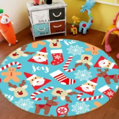 3D Santa Deer 54040 Christmas Round Non Slip Rug Mat Room Mat Quality Elegant Photo Carpet Xmas