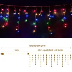 Jingle Jollys 30M Christmas Icicle Lights String Light Outdoor 800LED Xmas Lamp