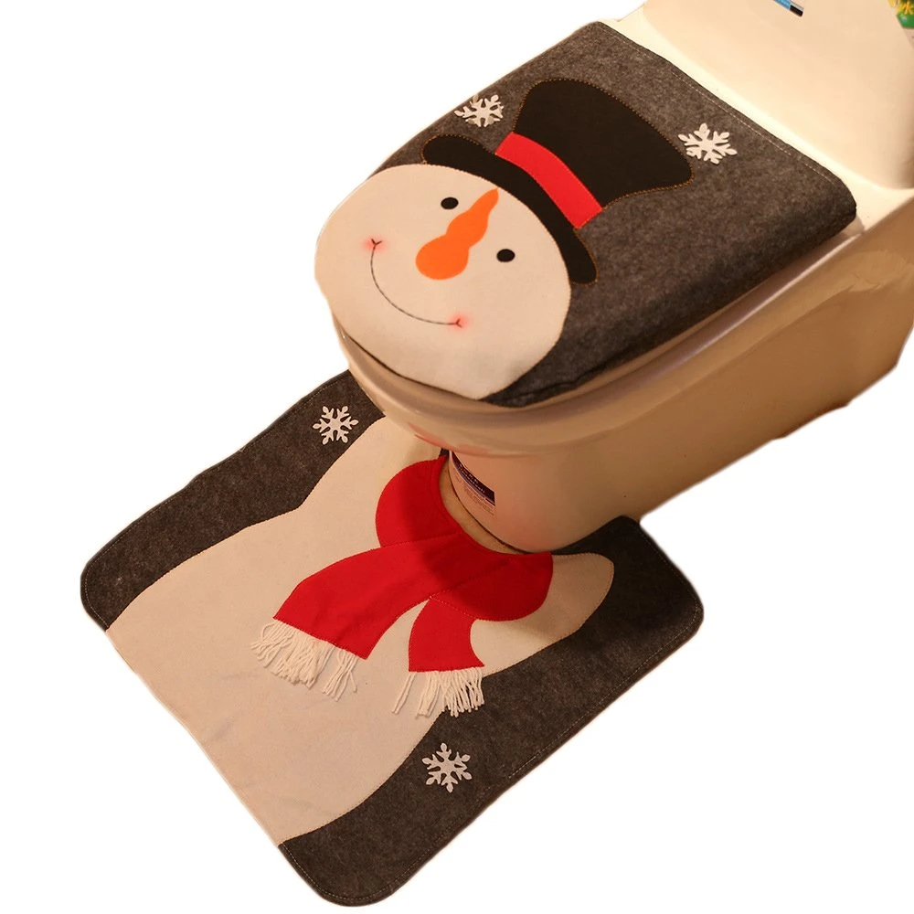 2PCS Premium Christmas Toilet Seat Cover Rug Bathroom Set Santa Xmas Home Décor - Snowman 3 2PCS Premium Christmas Toilet Seat Cover Rug Bathroom Set Santa Xmas Home Décor - Snowman