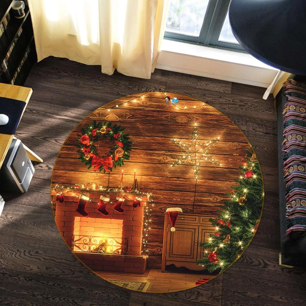 3D Fireplace Tree 54093 Christmas Round Non Slip Rug Mat Room Mat Quality Elegant Photo Carpet Xmas 3 3D Fireplace Tree 54093 Christmas Round Non Slip Rug Mat Room Mat Quality Elegant Photo Carpet Xmas