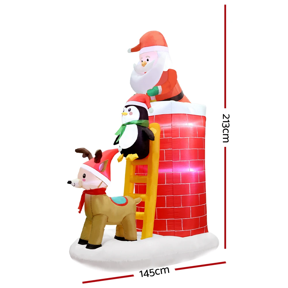 Jingle Jollys 2.1M Inflatable Christmas Santa On Chimney Xmas Decorations Outdoor LED Lights 7 Jingle Jollys 2.1M Inflatable Christmas Santa On Chimney Xmas Decorations Outdoor LED Lights - Image 5