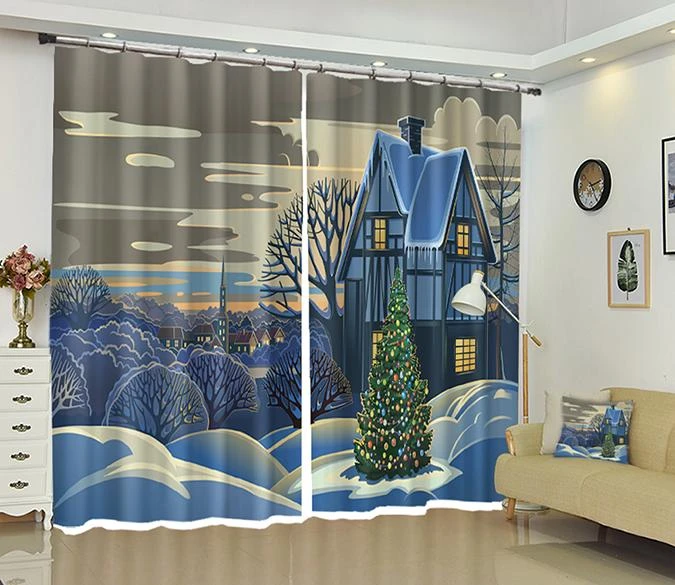 3D House Pendant Christmas 37 Blockout Photo Curtain Printing Curtains Drapes Fabric Window 3 3D House Pendant Christmas 37 Blockout Photo Curtain Printing Curtains Drapes Fabric Window