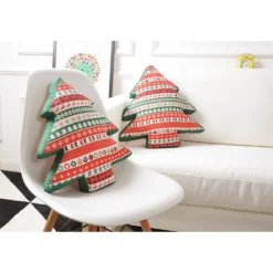 Amscan Sales Store 45 Nordic Red & Green Christmas Tree Cushion 48cm