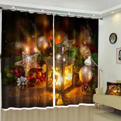 3D Silver Ball Candle Christmas 33 Blockout Photo Curtain Printing Curtains Drapes Fabric Window